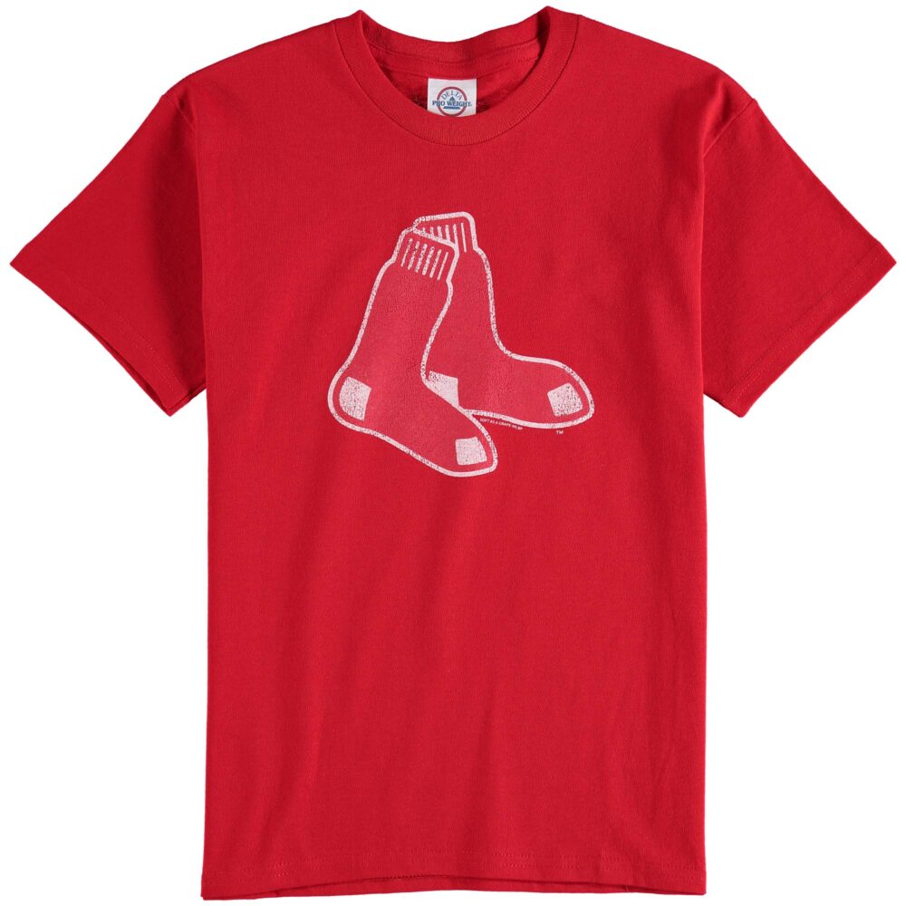 Youth Boston Red Sox Red Distressed Logo T-Shirt