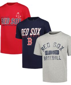 Youth Boston Red Sox Stitches Heather Gray/Navy/Red Three-Pack T-Shirt Set
