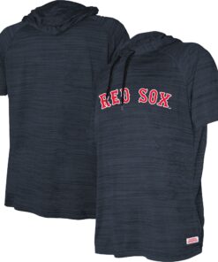 Youth Boston Red Sox Stitches Heather Navy Raglan Short Sleeve Pullover Hoodie