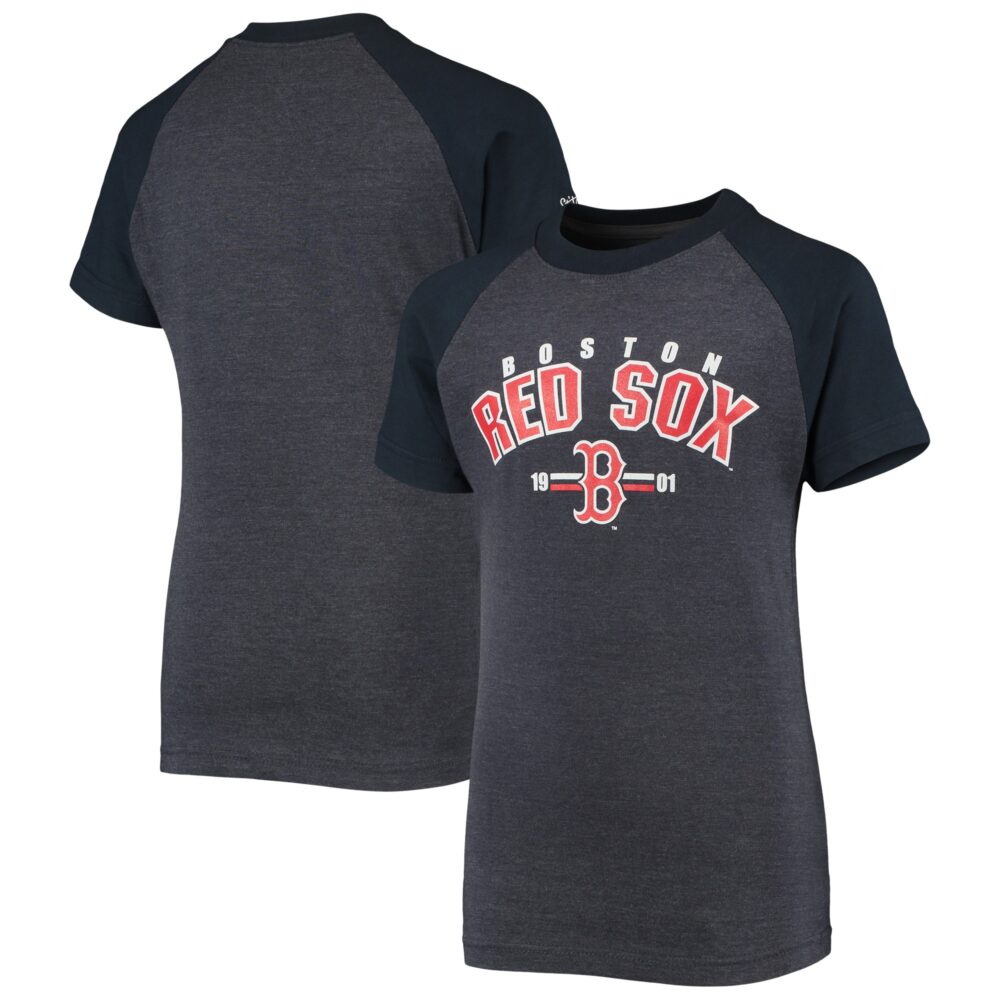 Youth Boston Red Sox Stitches Heathered Navy Raglan T-Shirt