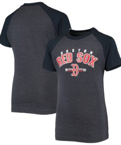 Youth Boston Red Sox Stitches Heathered Navy Raglan T-Shirt