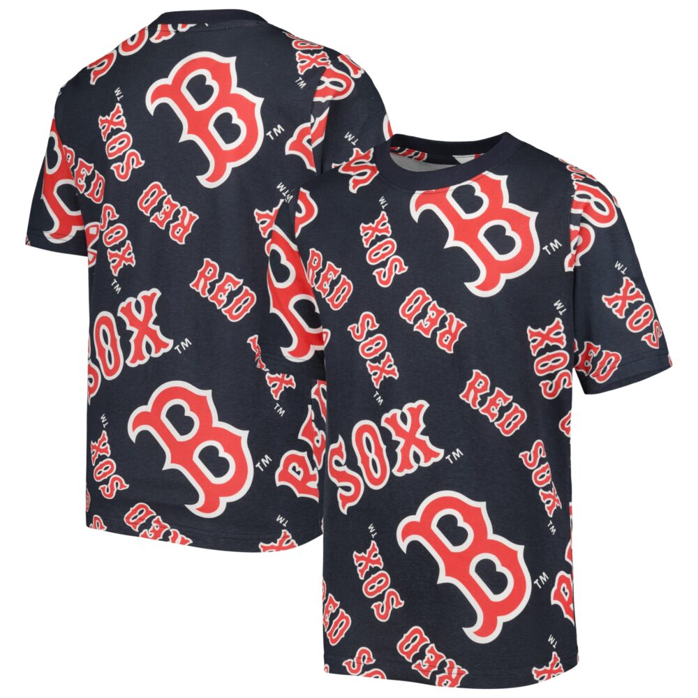 Youth Boston Red Sox Stitches Navy Allover Team T-Shirt