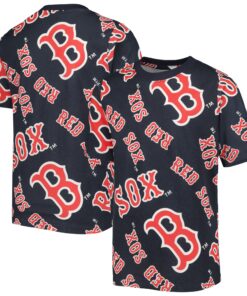 Youth Boston Red Sox Stitches Navy Allover Team T-Shirt