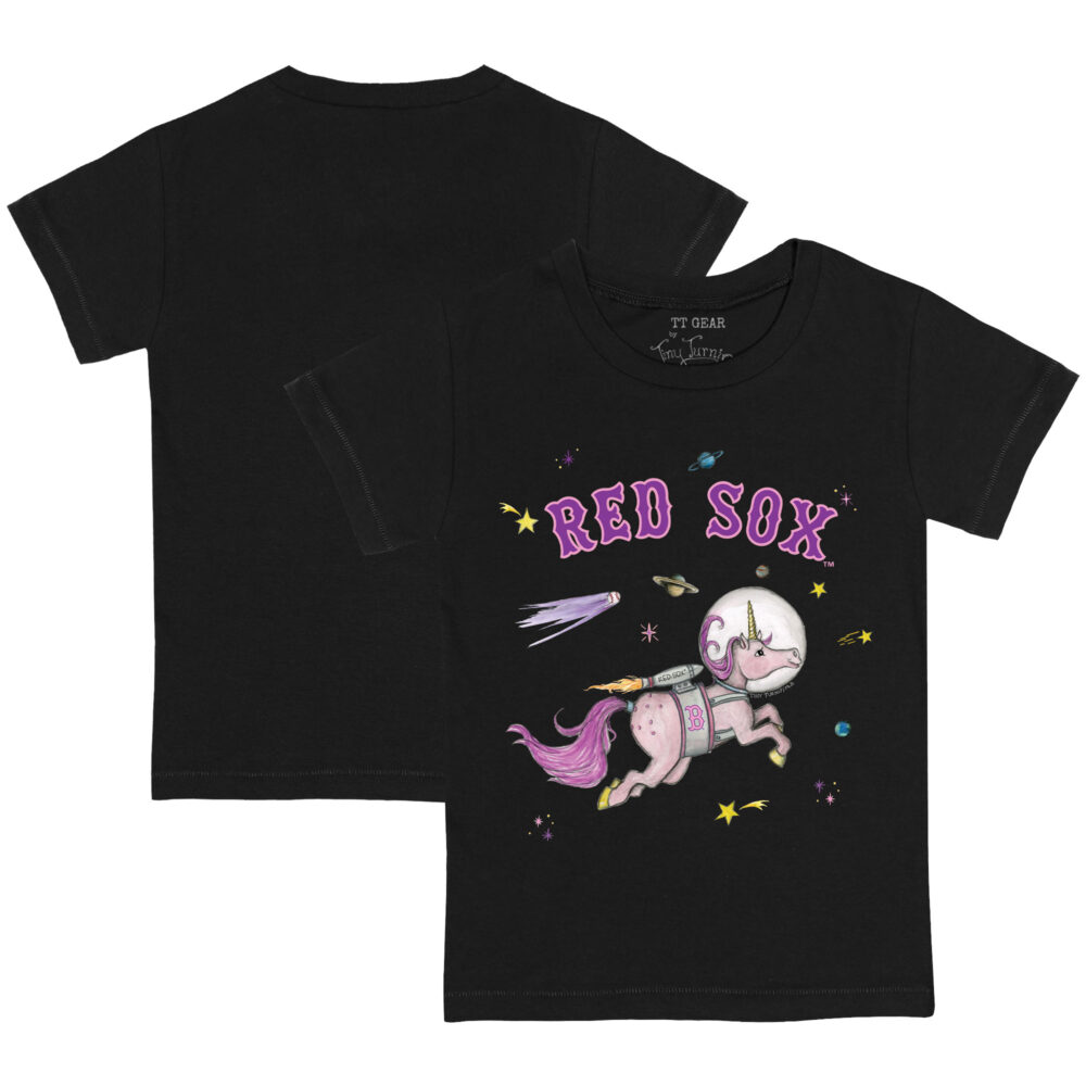 Youth Boston Red Sox Tiny Turnip Black Space Unicorn T-Shirt