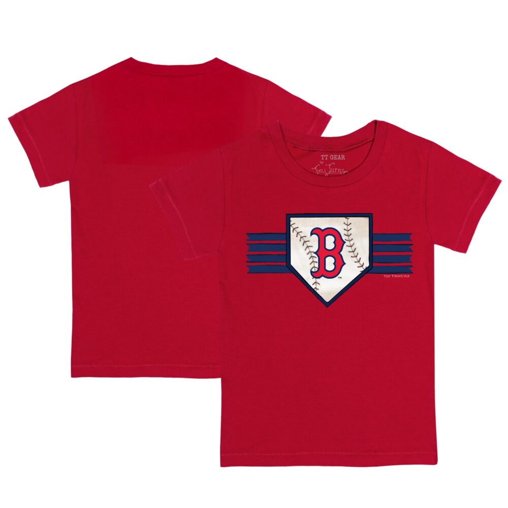 Youth Boston Red Sox Tiny Turnip Red Base Stripe T-Shirt