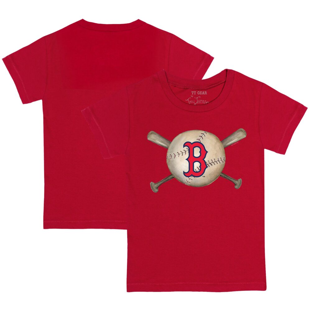 Youth Boston Red Sox Tiny Turnip Red Baseball Cross Bats T-Shirt