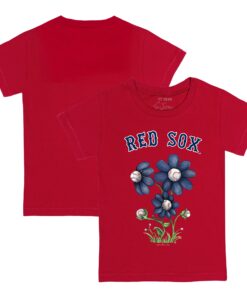 Youth Boston Red Sox Tiny Turnip Red Blooming Baseballs T-Shirt
