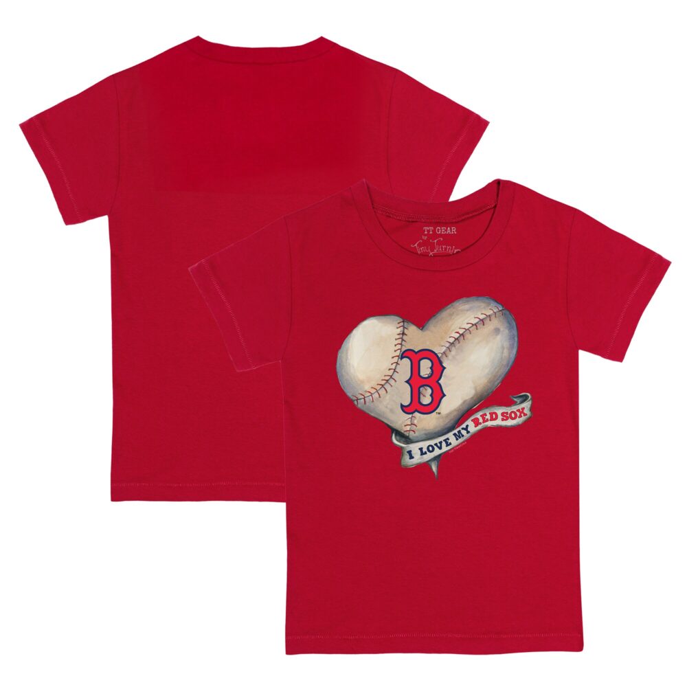 Youth Boston Red Sox Tiny Turnip Red Heart Banner T-Shirt