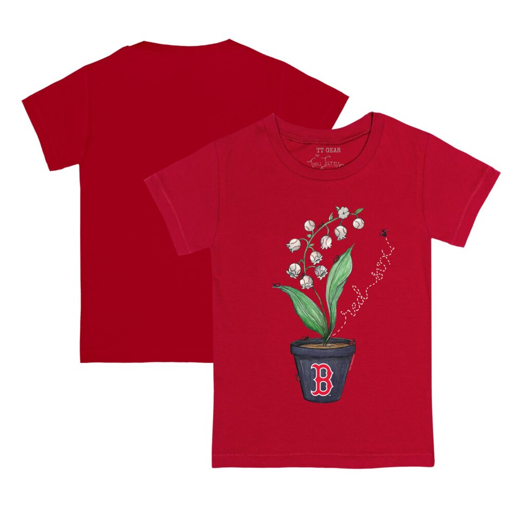 Youth Boston Red Sox Tiny Turnip Red Lilies & Ladybugs T-Shirt