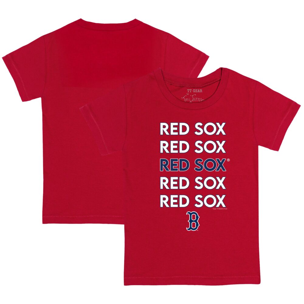 Youth Boston Red Sox Tiny Turnip Red Stacked T-Shirt