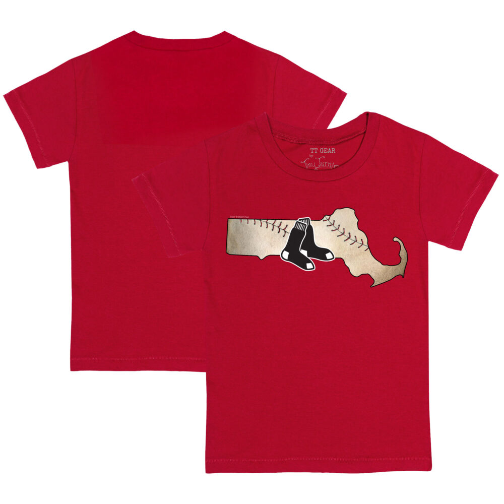 Youth Boston Red Sox Tiny Turnip Red State Outline T-Shirt