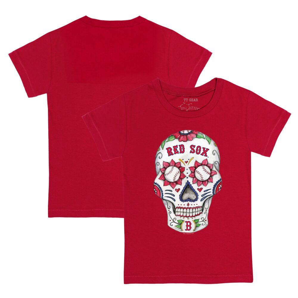Youth Boston Red Sox Tiny Turnip Red Sugar Skull T-Shirt