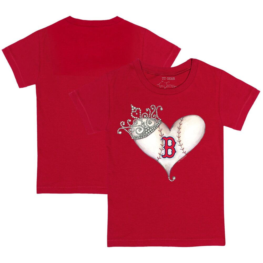 Youth Boston Red Sox Tiny Turnip Red Tiara Heart T-Shirt