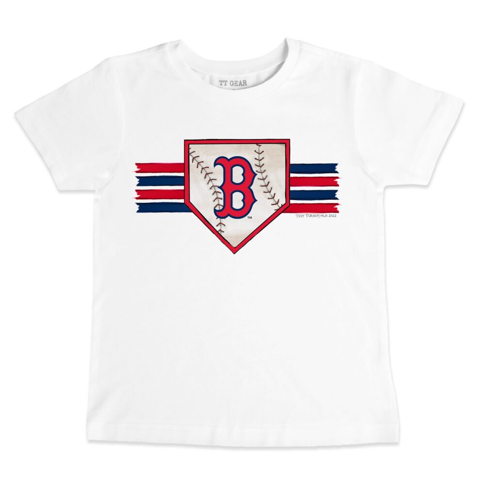 Youth Boston Red Sox Tiny Turnip White Base Stripe T-Shirt