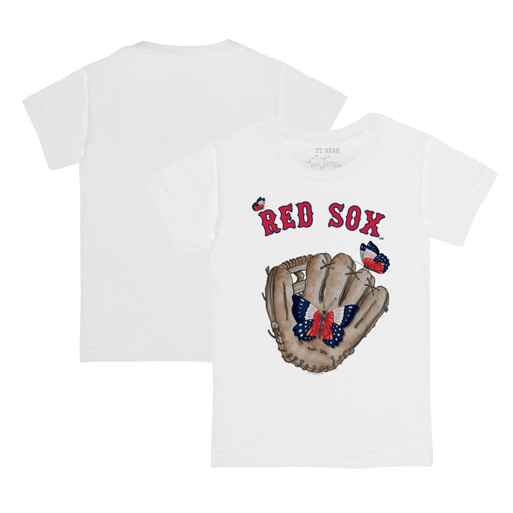 Youth Boston Red Sox Tiny Turnip White Butterfly Glove T-Shirt