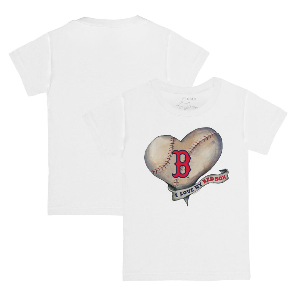 Youth Boston Red Sox Tiny Turnip White Heart Banner T-Shirt