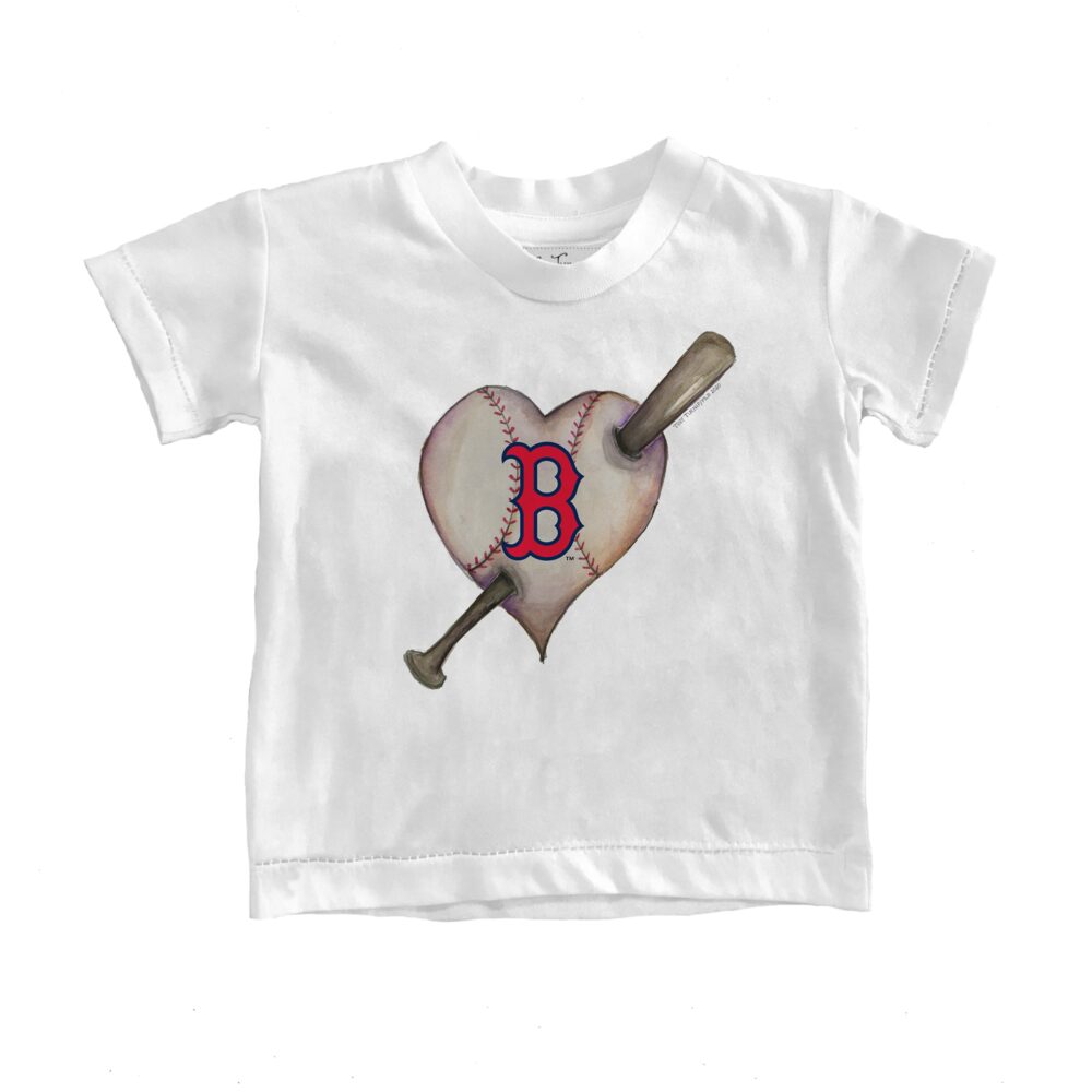 Youth Boston Red Sox Tiny Turnip White Heart Bat T-Shirt