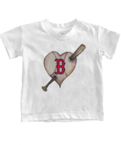 Youth Boston Red Sox Tiny Turnip White Heart Bat T-Shirt