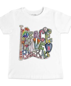 Youth Boston Red Sox Tiny Turnip White Peace Love Baseball T-Shirt