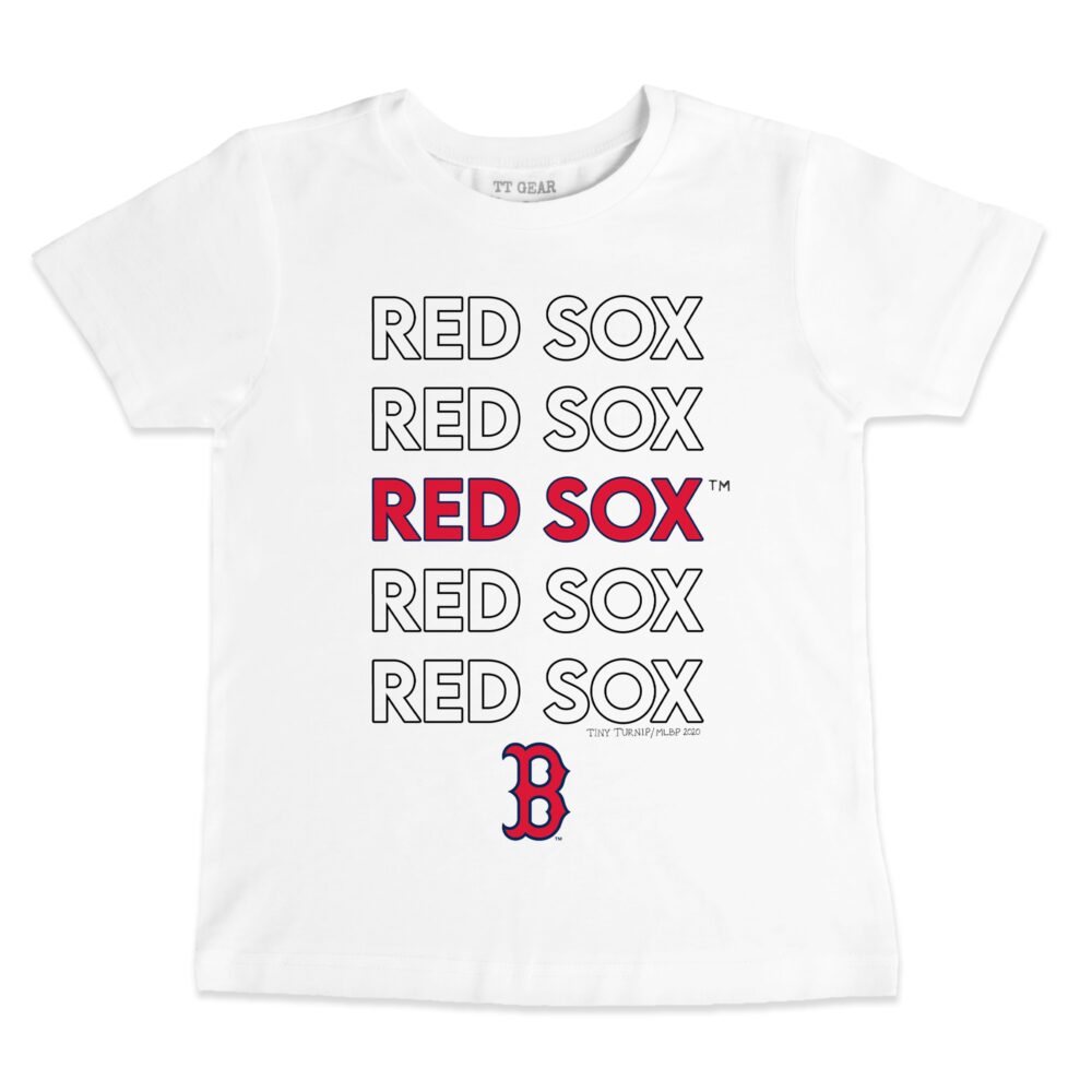 Youth Boston Red Sox Tiny Turnip White Stacked T-Shirt