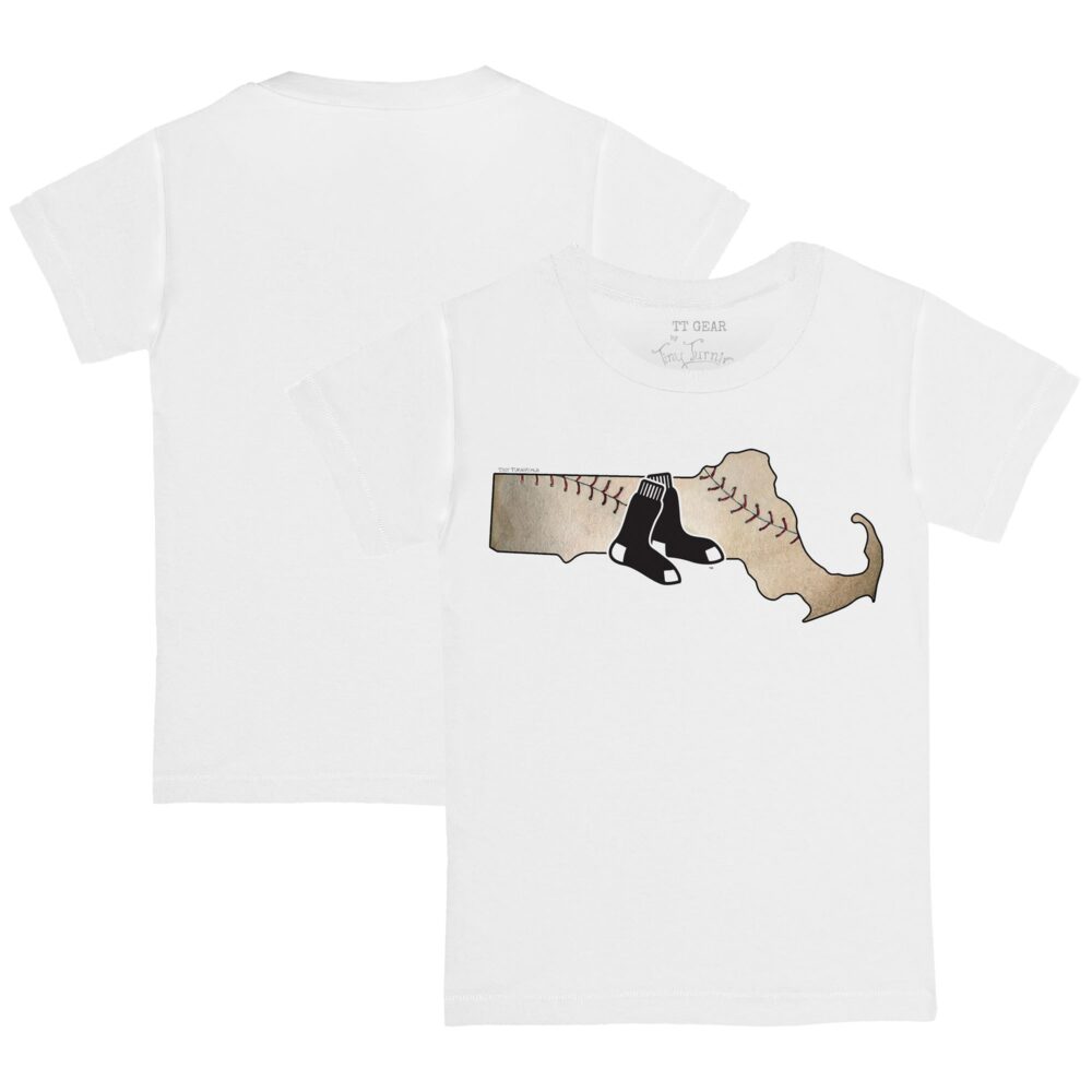 Youth Boston Red Sox Tiny Turnip White State Outline T-Shirt