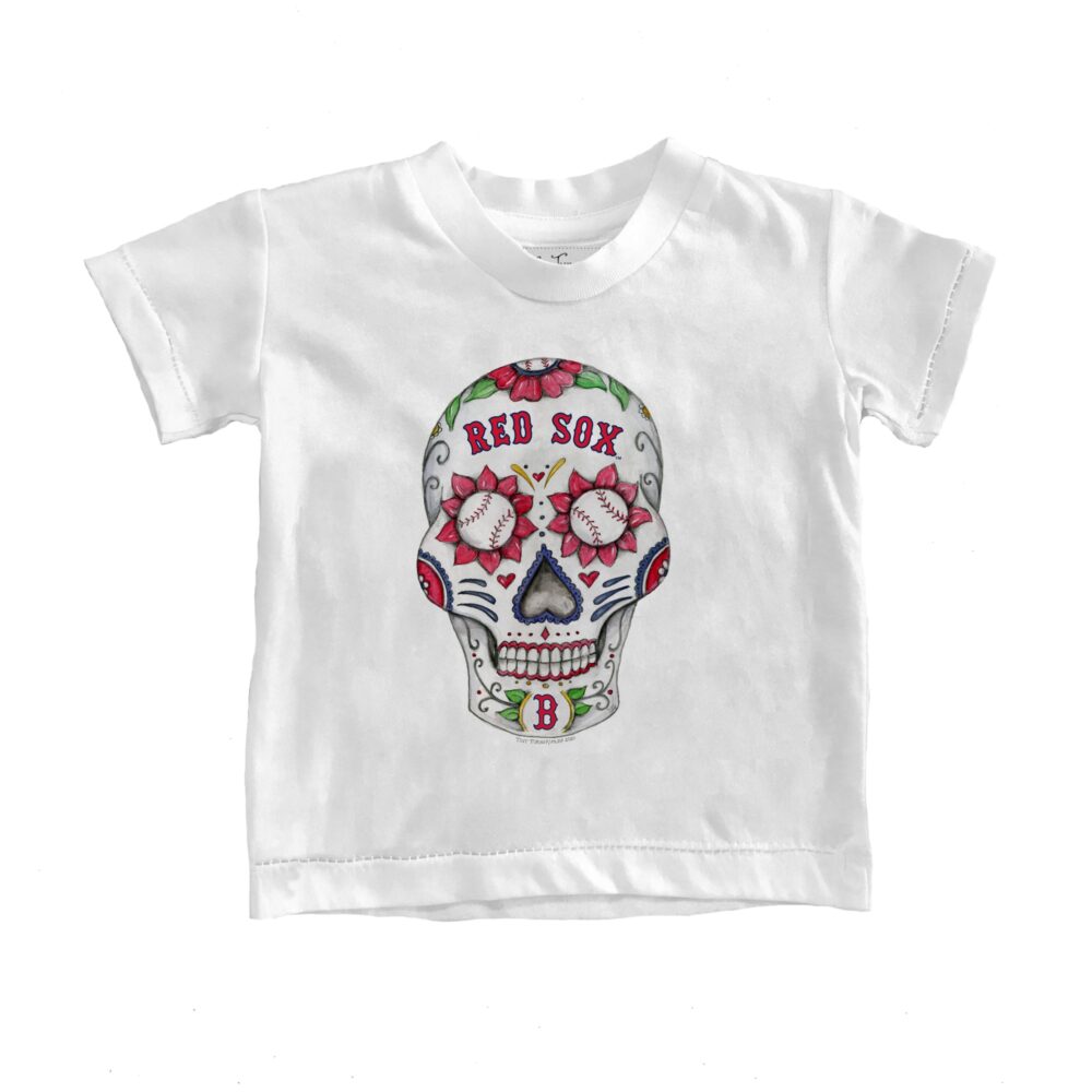 Youth Boston Red Sox Tiny Turnip White Sugar Skull T-Shirt