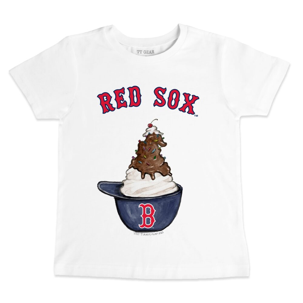 Youth Boston Red Sox Tiny Turnip White Sundae Helmet T-Shirt