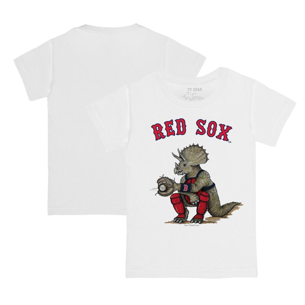 Youth Boston Red Sox Tiny Turnip White Triceratops T-Shirt