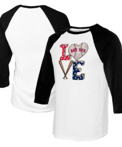 Youth Boston Red Sox Tiny Turnip White/Black Baseball Love Raglan 3/4 Sleeve T-Shirt