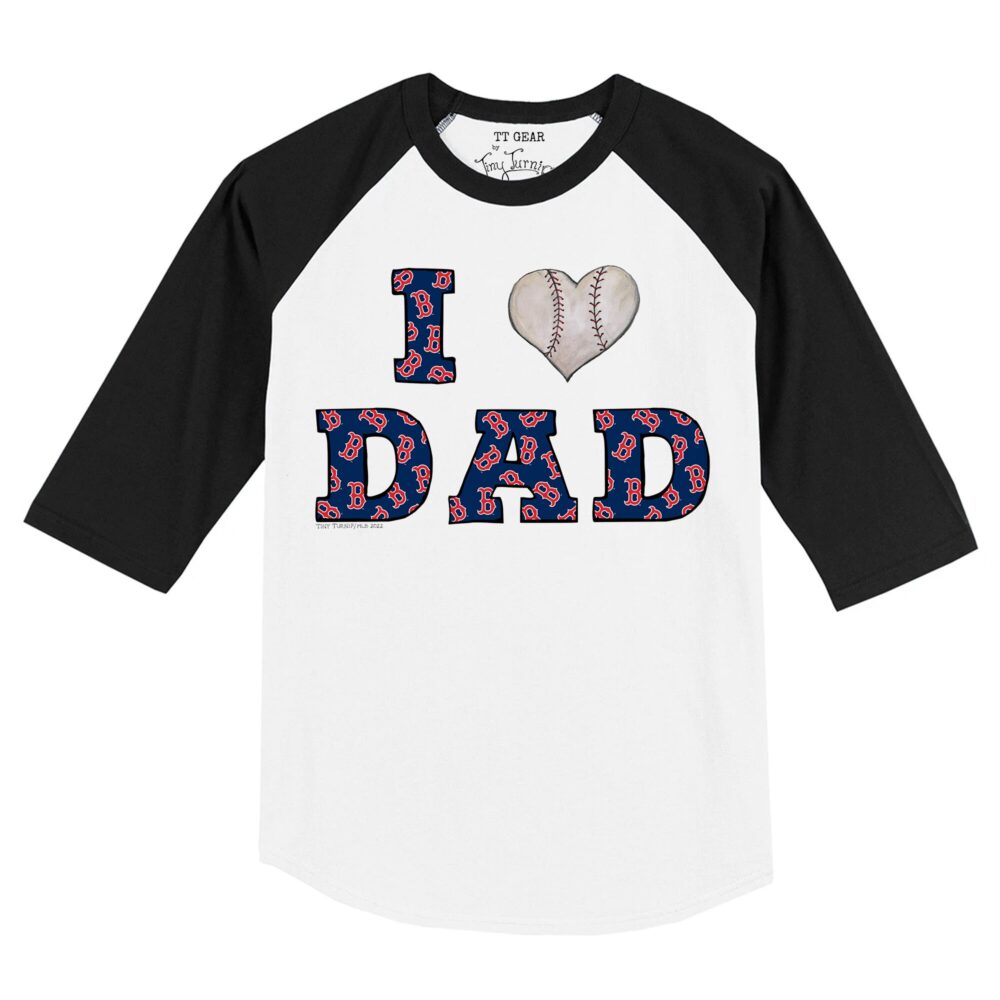 Youth Boston Red Sox Tiny Turnip White/Black I Love Dad 3/4-Sleeve Raglan T-Shirt