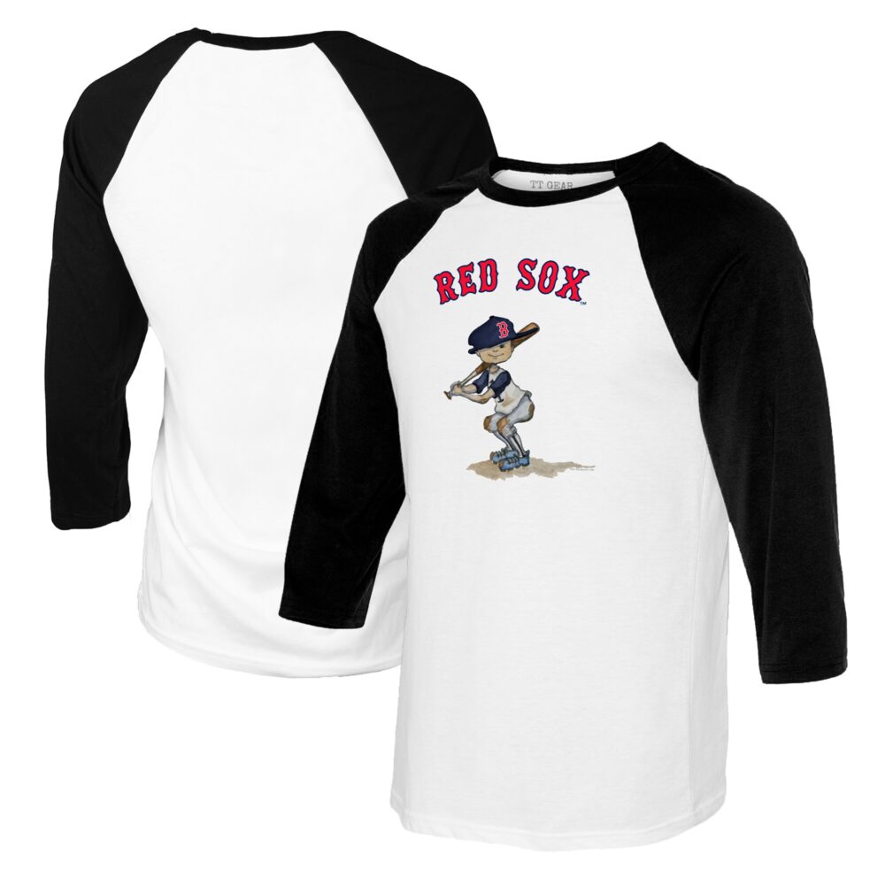 Youth Boston Red Sox Tiny Turnip White/Black Slugger Raglan 3/4 Sleeve T-Shirt