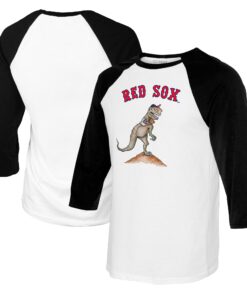 Youth Boston Red Sox Tiny Turnip White/Black TT Rex Raglan 3/4 Sleeve T-Shirt