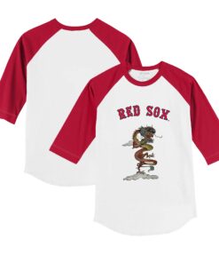 Youth Boston Red Sox Tiny Turnip White/Red 2024 Year of the Dragon 3/4-Sleeve Raglan T-Shirt