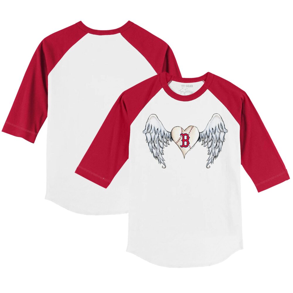 Youth Boston Red Sox Tiny Turnip White/Red Angel Wings 3/4-Sleeve Raglan T-Shirt