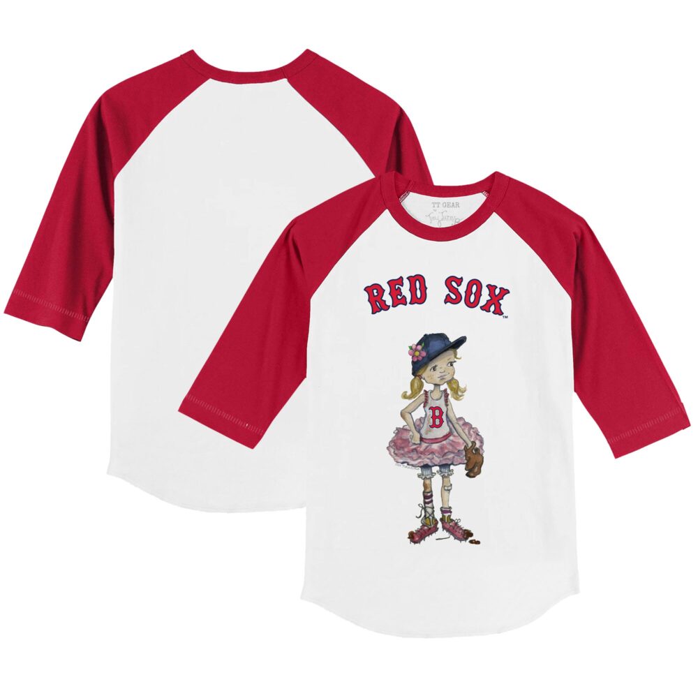 Youth Boston Red Sox Tiny Turnip White/Red Babes 3/4-Sleeve Raglan T-Shirt