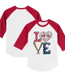 Youth Boston Red Sox Tiny Turnip White/Red Baseball Love 3/4-Sleeve Raglan T-Shirt