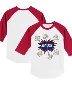 Youth Boston Red Sox Tiny Turnip White/Red Baseball Pow 3/4-Sleeve Raglan T-Shirt