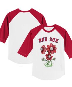 Youth Boston Red Sox Tiny Turnip White/Red Blooming Baseballs 3/4-Sleeve Raglan T-Shirt