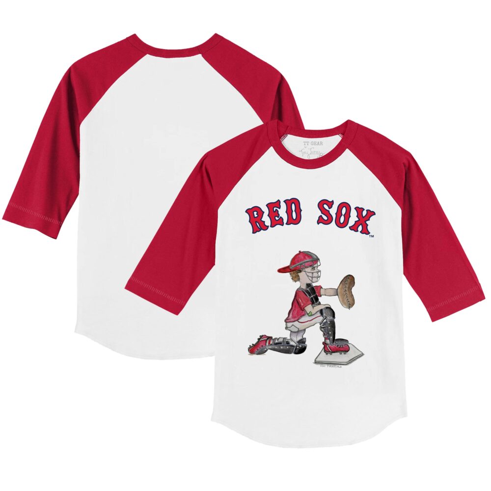 Youth Boston Red Sox Tiny Turnip White/Red Caleb 3/4-Sleeve Raglan T-Shirt