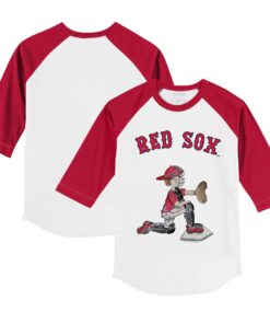 Youth Boston Red Sox Tiny Turnip White/Red Caleb 3/4-Sleeve Raglan T-Shirt