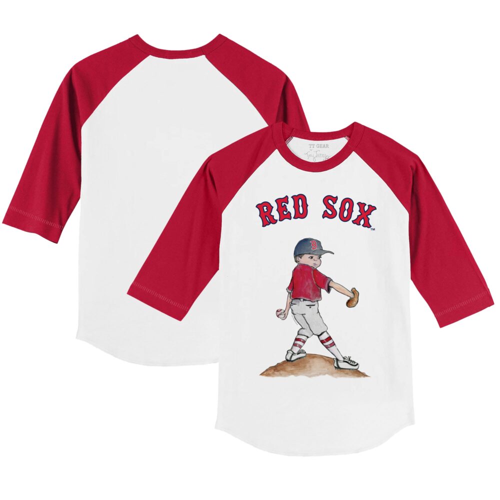 Youth Boston Red Sox Tiny Turnip White/Red Clemente 3/4-Sleeve Raglan T-Shirt