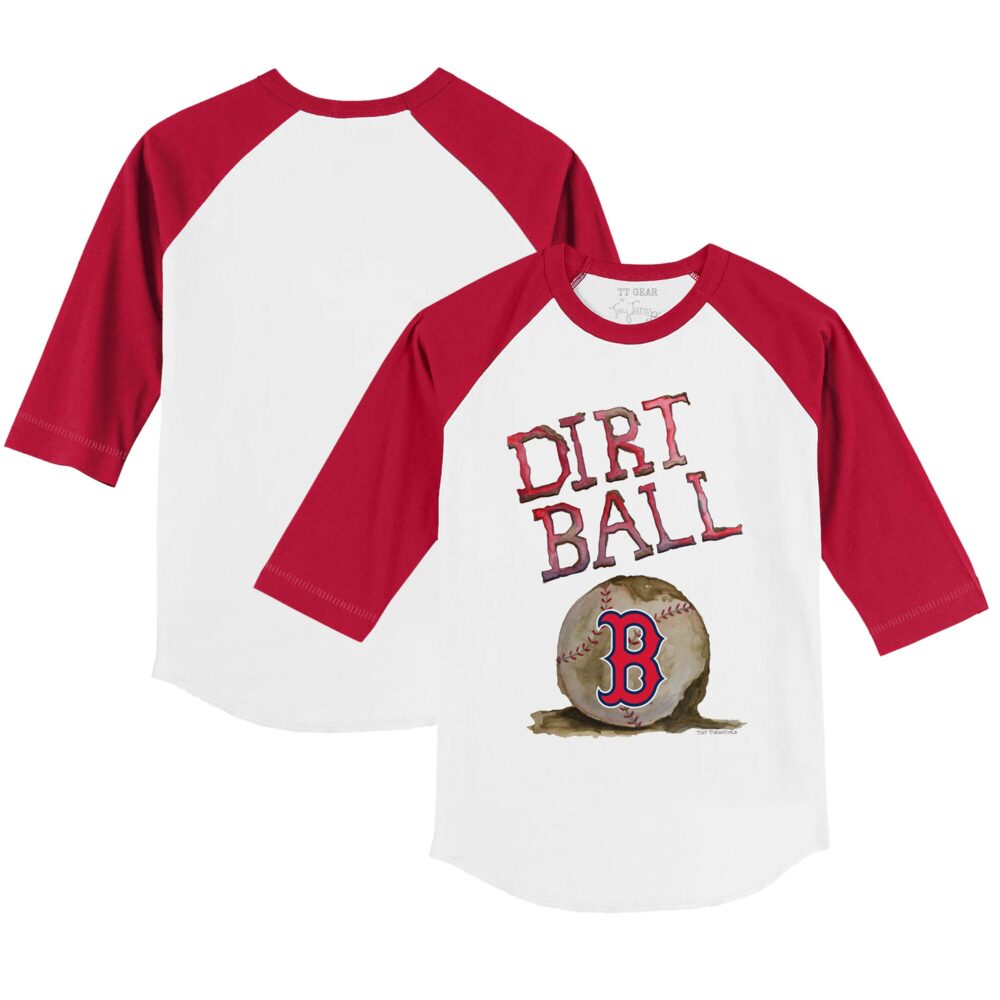 Youth Boston Red Sox Tiny Turnip White/Red Dirt Ball 3/4-Sleeve Raglan T-Shirt