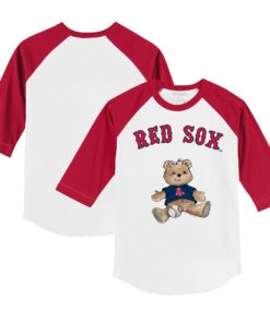 Youth Boston Red Sox Tiny Turnip White/Red Girl Teddy 3/4-Sleeve Raglan T-Shirt