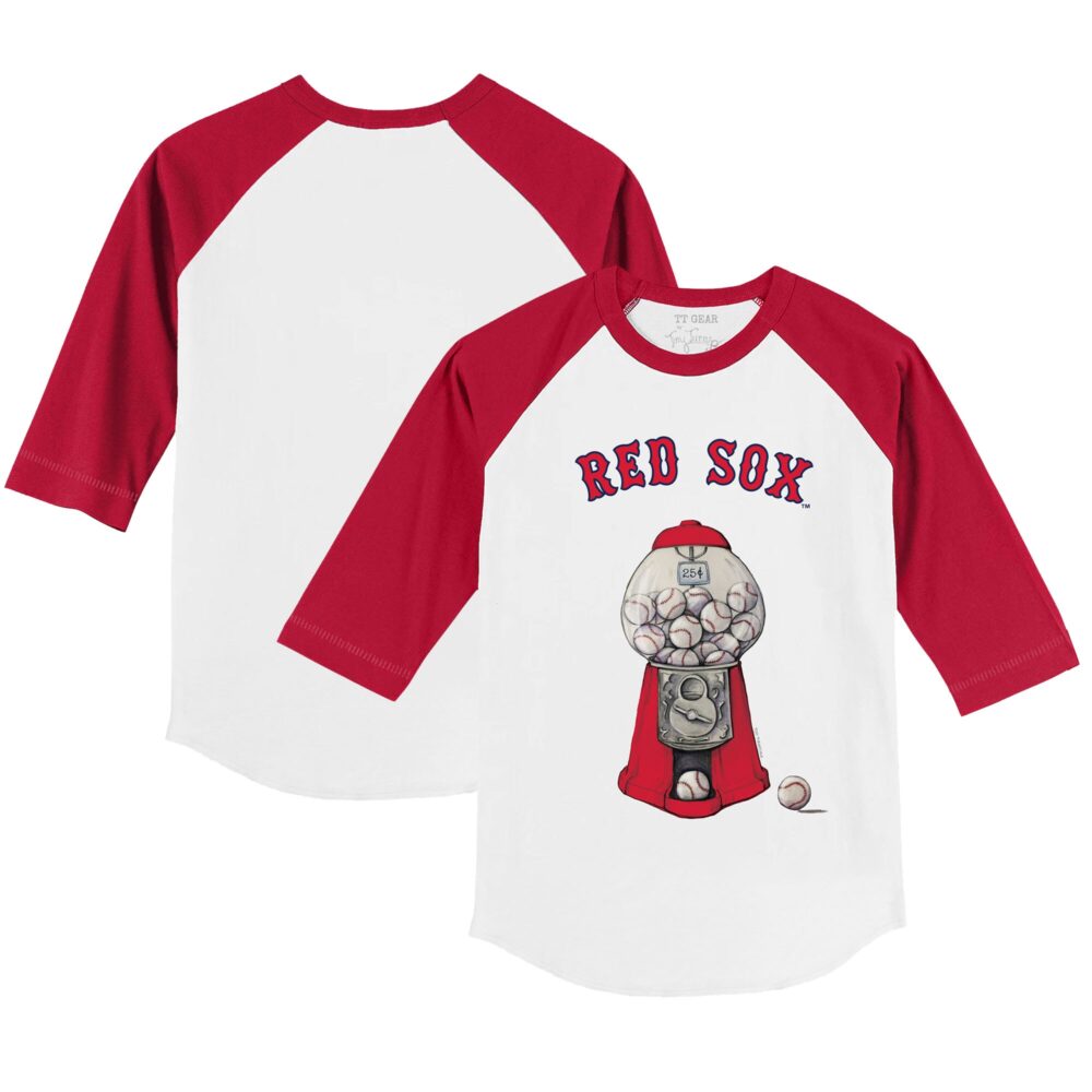 Youth Boston Red Sox Tiny Turnip White/Red Gumball Machine 3/4-Sleeve Raglan T-Shirt