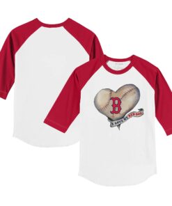 Youth Boston Red Sox Tiny Turnip White/Red Heart Banner 3/4-Sleeve Raglan T-Shirt
