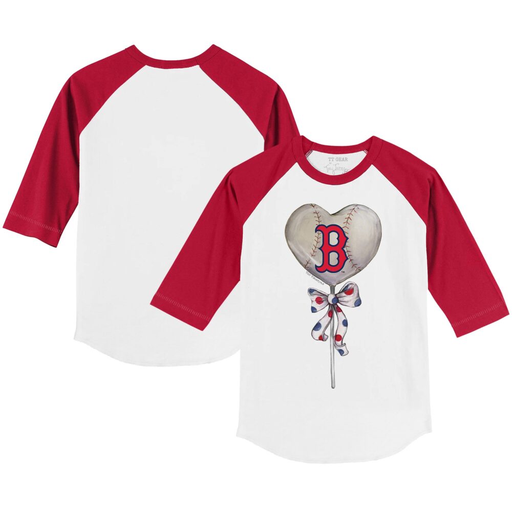 Youth Boston Red Sox Tiny Turnip White/Red Heart Lolly 3/4-Sleeve Raglan T-Shirt