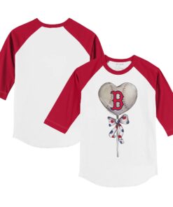 Youth Boston Red Sox Tiny Turnip White/Red Heart Lolly 3/4-Sleeve Raglan T-Shirt
