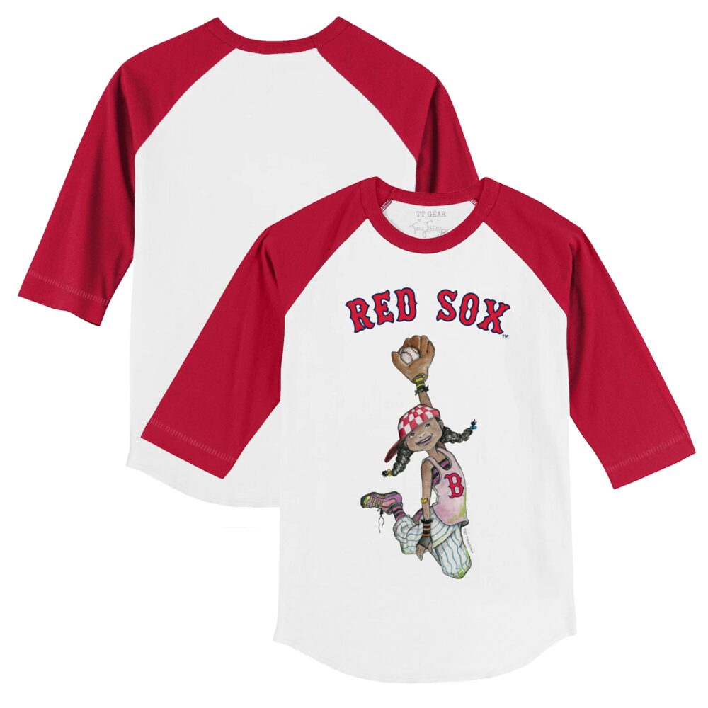 Youth Boston Red Sox Tiny Turnip White/Red Jada 3/4-Sleeve Raglan T-Shirt