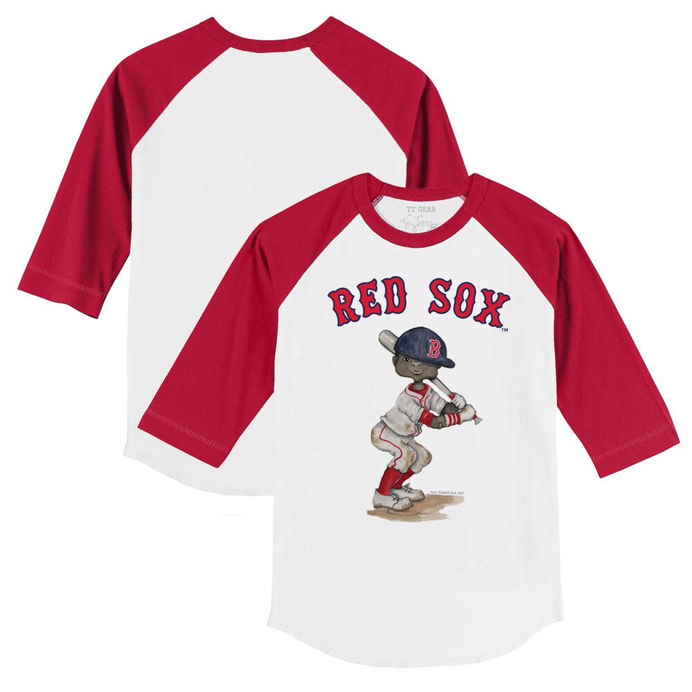 Youth Boston Red Sox Tiny Turnip White/Red James 3/4-Sleeve Raglan T-Shirt