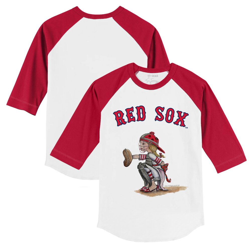 Youth Boston Red Sox Tiny Turnip White/Red Kate 3/4-Sleeve Raglan T-Shirt